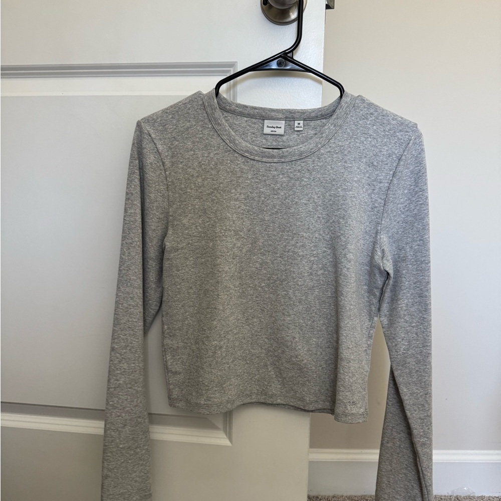 Aritzia Sunday Best BestHug little ribbed Heather Gray top